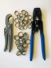 EFIELD Pex Cinch Crimping Tool & Pipe Cutter +40 SS Clamps with Canvas Bag