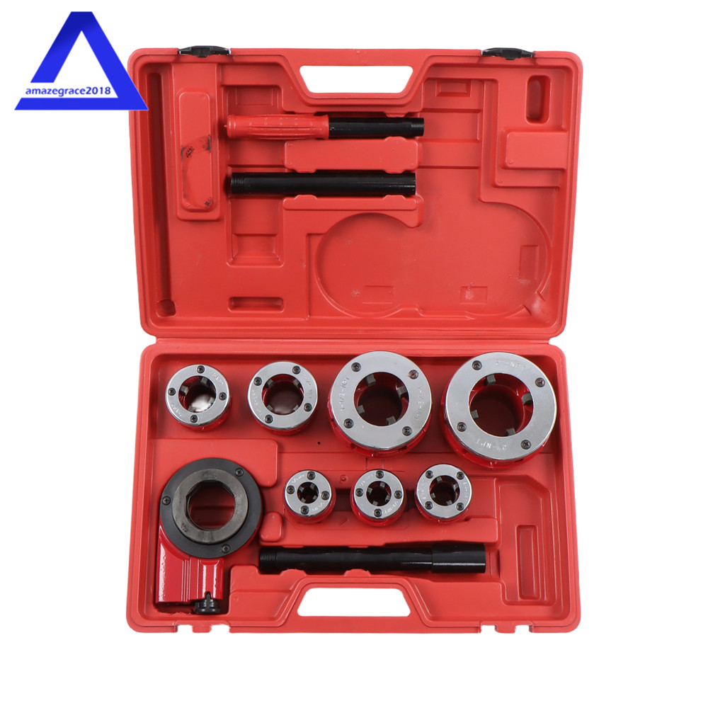 Large Hand Die Ratcheting 7 Size Pipe Thread Threader Tool 3/8&Prime; to 2&Prime; Dies Set