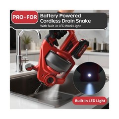 20V Cordless Electric Drain Auger, 25Ft Auto-Feed Drain Snake, Replaceable Ca&hellip;