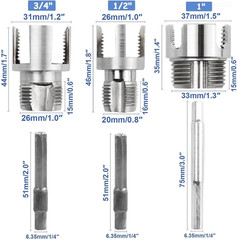 3PCS Integrated Pvc Pipe Threader Tool &ndash; 1/2&Prime; & 3/4&Prime; & 1&Prime; Dual-Function Internal