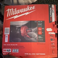 Milwaukee M12 Drain Snake 2571-21, 25 ft 5/16 in Inner Core Cable, 1/6 hp