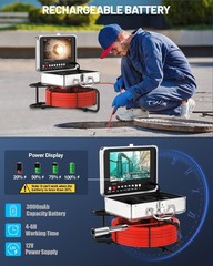 1080P HD Sewer Camera with 9&Prime; Monitor & 100ft Cable &ndash; Waterproof Inspection Tool