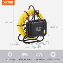 VEVOR Sewer Camera 9&Prime; 1200TVL Monitor HD Drain Pipe Inspection Camera 393ft/120m