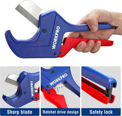 WORKPRO Ratchet PVC Pipe Cutter Tool, Up to 2-1/2&Prime;, Pex Cutting 2-1/2&Prime;(63mm)