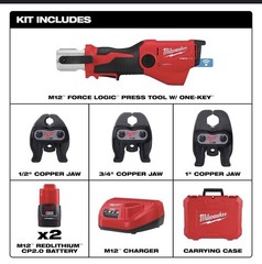 Milwaukee M12 FORCE LOGIC Press Tool Kit 2573-22 Copper w/ Case Charger Jaws
