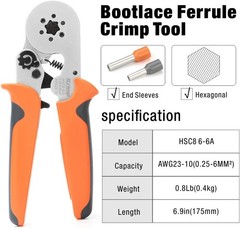 iCrimp Wire Ferrule Crimping Tool, Hexagonal Crimp Profile, Self-adjusting Wire