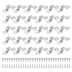 30Pcs 14mm(9/16&Prime;) 304 Stainless Steel Rigid Pipe Strap with Screws, Silver