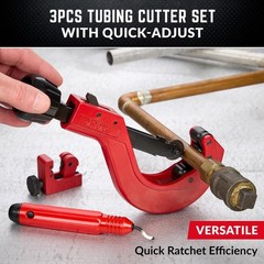 3Pcs Tubing Cutter Set with Fast Quick-Adjust &ndash; 1/4&Prime; to 2-1/2&Prime; Outside Diam. &hellip;