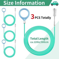 3 pcs Auto Sunroof Drain Cleaning Tool, 120 Inch Long Flexible Tube Cleaning Bru