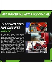 NPT Universal 47770 1&Prime;-2&Prime; HS Hardened steel Pipe Dies fits RIDGID 811, 811A,&hellip;