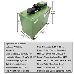 220V 3PH 3.3KW Electric Pipe Bender 1-5mm Thickness &phi;16-51mm/16*16-50*50mm