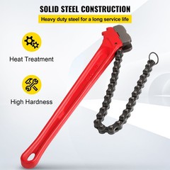 Heavy Duty Chain Wrench, 36 Inch Pipe Tool, 4.5 to 7.5 Inch Capacity