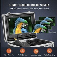 VEVOR Sewer Camera 165ft/50m Self-Leveling Drain Camera with 9&Prime; Screen 36X Zoom