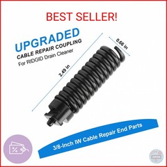 GGTE Upgraded 91037 Cable Repair Coupling for RIDGID Drain Cleaner, 3/8-Inch IW