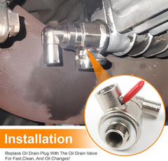 Oil Drain Valve with Removable L-Shape Hose End 14mm-1.5