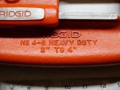 Ridgid Model No. 4S Pipe Tubing Cutter 2&Prime; &ndash; 4&Prime; OD Capacity