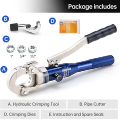 Hydraulic Pipe Crimping Tools Copper Tube Fittings With Dies Jaw 1/2&Prime; 3/4&Prime; 1&Prime;