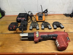 Ridgid RP 200 Press Tool Kit w/3 Jaws, 2 Battery, And 2 Chargers.