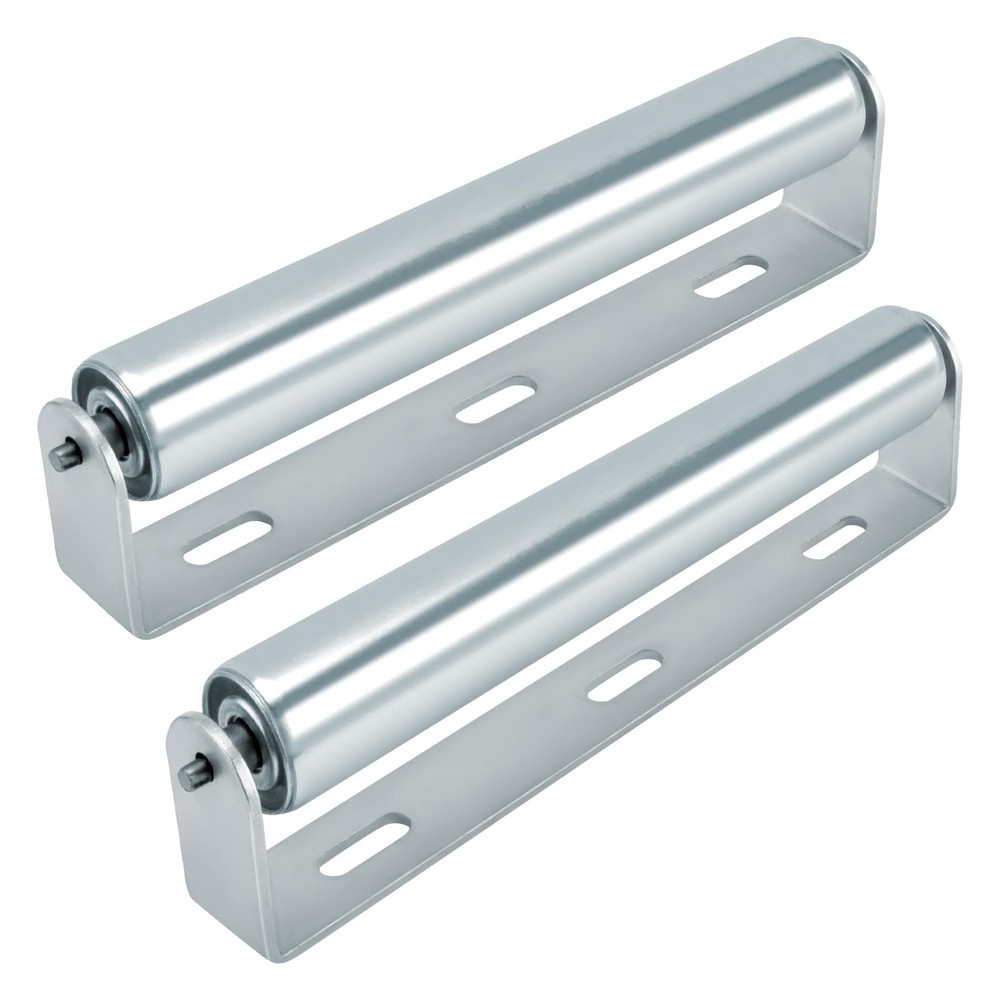 2 Pack Conveyor Long Roller and Bracket Set 10-inch, 1.5-inch Diameter Silver