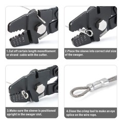 iCrimp Wire Rope Swager for Crimping Fishing Lines Up To 2.2mm 250 mm, Black