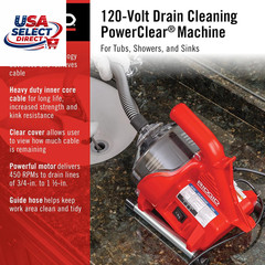 Powerclear 120V Drain Cleaning Machine Kit with AUTOFEED & Guide Hose