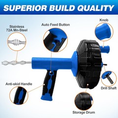 Drainsoon 33FT Blue Drain Auger Snake