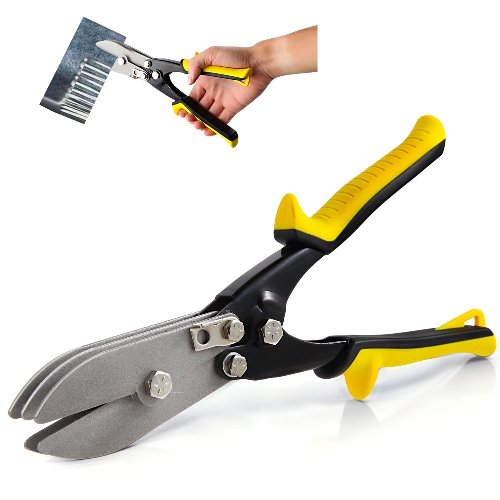SLNIHAMS 5-Blade Hand Crimper Sheet Metal Tools, Hvac 0.8 millimeters, Yellow