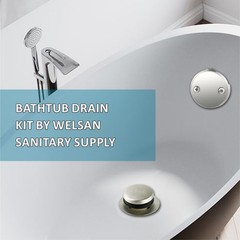 Tubular Bath Tub Drain Kit 1-1/2&Prime; with Brushed Tip-Toe Bathtub