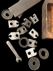 13pc Vintage Adjustable Pipe Threading Stock & Die Set Greenfield Mass. READ