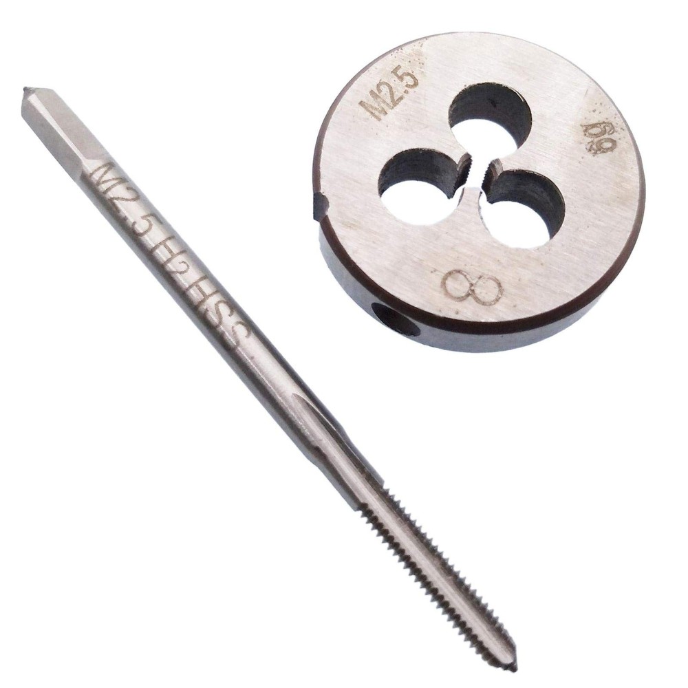 HSS M2.5 x 0.45mm Tap & M2.5 x 0.45mm Die Metric Thread Right Hand Tool