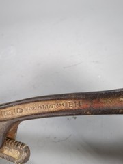 Ridgid E14 Vintage Offset Pipe Wrench 14&Prime; USA Pat 1727639 Heavy Duty Bent Handle