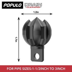 Drain Snake Attachment&ndash;Multi-Functional Cutter 1.2 Inch Diameter,Fits 1.5-3 I&hellip;