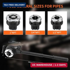 Ratchet Pipe Threader Kit, Plumber Pipe Threading Set, Portable Pipe Die Tool wi