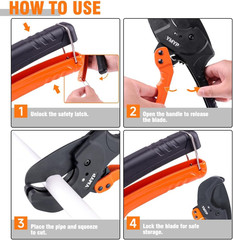 YEC-P63 PVC Pipe Cutter, Ratcheting Pipe Cutter Tool for Plastic Tubing, Cuts