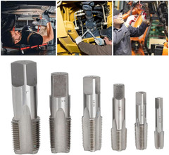 6Pcs Tap and Die Sets, 1 3/4 1/2 3/8 1/4 1/8 High Speed Steel NPT Pipe Tap Pipe