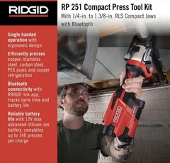 RIDGID RP 251 78238 Compact Press Tool Kit w/ RLS Jaws, Case, Charger, Batteries