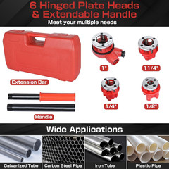 Professional Pipe Threading Kit with 4 Dies and Storage Case for Manual Use