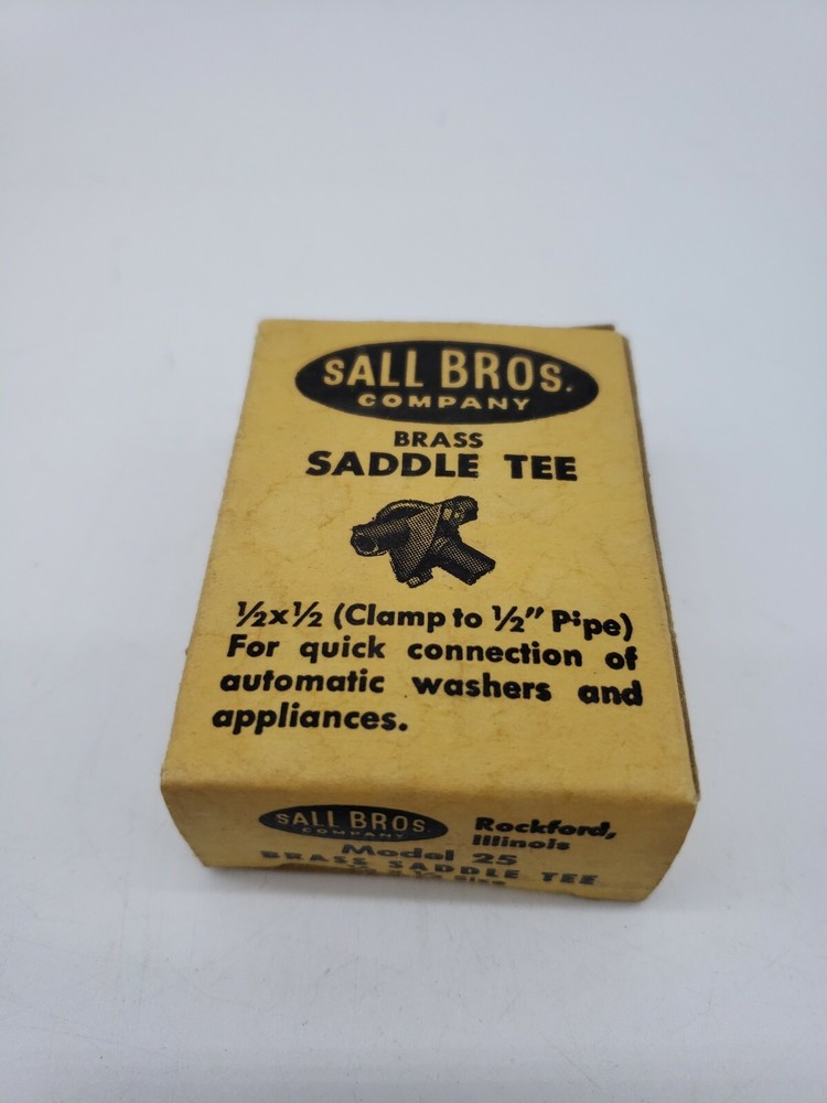 SALL BROS Brass Saddle Tee Mdl #25 (1/2 X1/2) Clamp to 1/2&Prime; pipe &ndash; New Old Stock