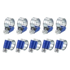 10Pcs Worm Gear Hose Clamp Clips Adjustable 8- 14mm Range Fuel Line Clamps