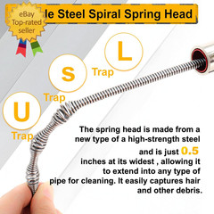 Drain Auger 50FT, Drain Snake with Drill Adapter, Plumbing Snake Clog Remover Us