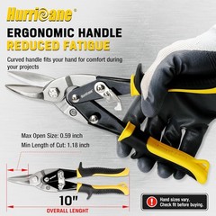 10 inch Aviation Tin Snips, Straight Cut Metal Shears with Non-Slip Tyregrip Han