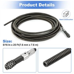 62225 Drain Cleaning Cable, 5/16 In. X 25 Ft.Fits G2037506, 4MY89, 4Z661