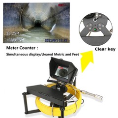 4.3&Prime; Pipe Inspection Camera w/ Meter Counter 16GB DVR 20M Sewer Camera Endoscope