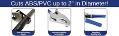 Waterline Ratcheting Pipe Cutter, Cuts Rigid Tubing Up to 2&rdquo;, All-Metal Design