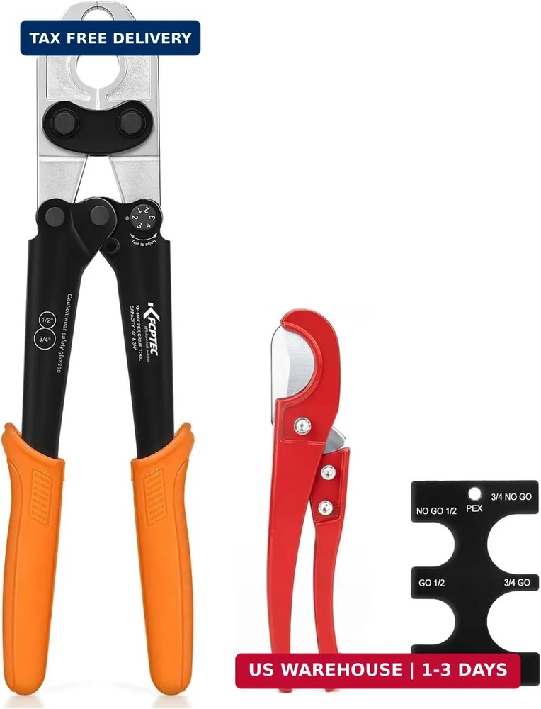 KF CPTEC PEX Crimping Tool Kit for PEX-B Plumbing, Copper Crimp Tool for 1/2 inc