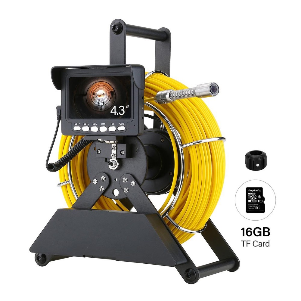30M Sewer Camera Video Endoscope 4.3inch Monitor 22mm Pipe Inspection Camera