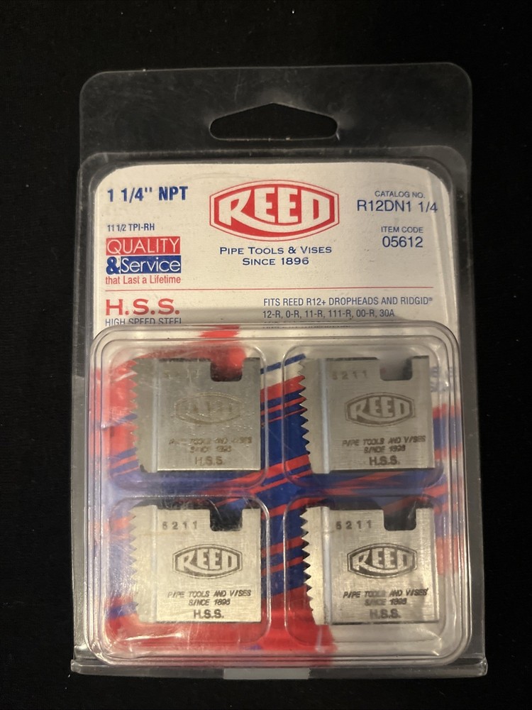 Reed Mfg &ndash; 05612 &ndash; R12DN 1 1/4 1-1/4&Prime; NPT R12+ Segmental Pipe Dies &ndash; HSS