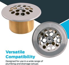 Trip Lever Chrome Plated Brass Bath Drain Assembly with Drain Washer, 1-1/2 Inch