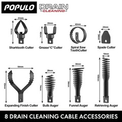 8-Piece Drain Snake Drill Attachment &ndash; Tackle Any Clog with Precision,Commonl&hellip;
