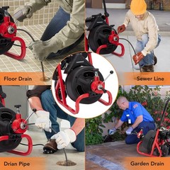 100Ft x 3/8&Prime; Drain Cleaner Machine Electric Professional Drain Auger Sewer Snake